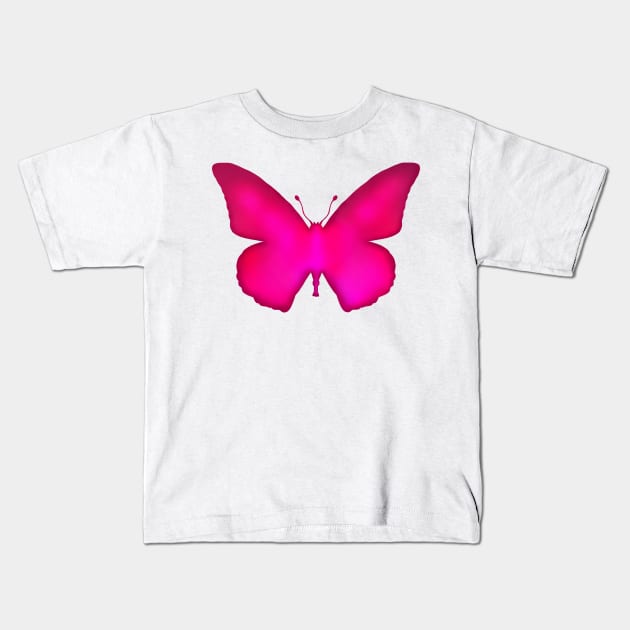 Neon Pink Ombre Butterfly Silhouette Kids T-Shirt by Art by Deborah Camp